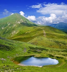Fototapeta na wymiar piękne jezioro w zielonej góry