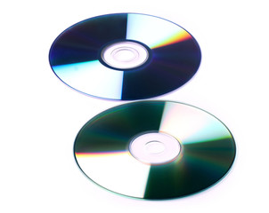 cd and dvd on white background