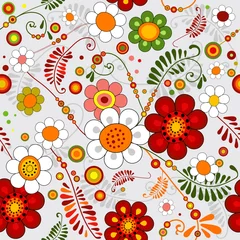 Papier peint Gris Motif floral sans soudure gris
