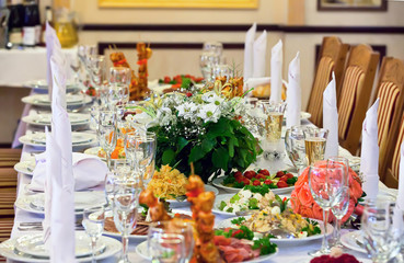 Table set for an event party or wedding reception