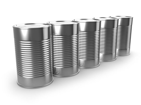 3d Row of tin cans
