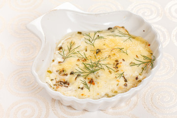julienne with mushrooms and cheese
