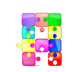 Letter A with colorful puzzle