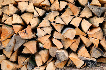 firewood, stacked cubic meter