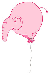 Pink Elephant a ball on a string