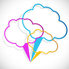 Cloud stickers in the form of an empty frame for your text.