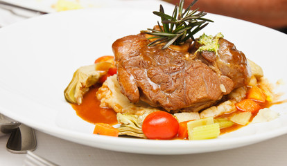 Osso Bucco on White Plate