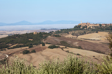 The hills around Pienza and Monticchiello . Tuscany, Italy.