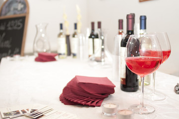 red wine, glasses