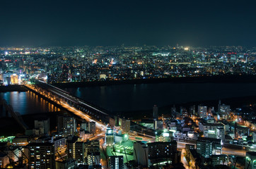 Fototapeta na wymiar Suita i Toyonaka Skyline w nocy