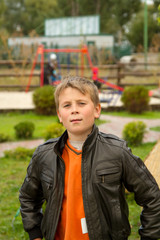 Fototapeta premium smiling boy on a platform