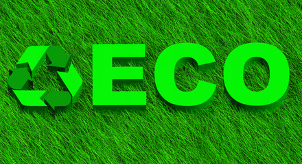 Eco word over green grass