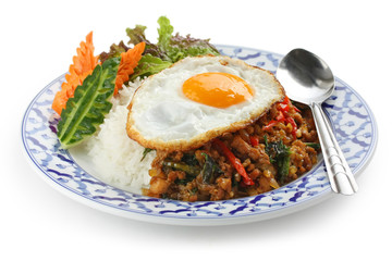 stir fried chicken with holy basil,thai cuisine