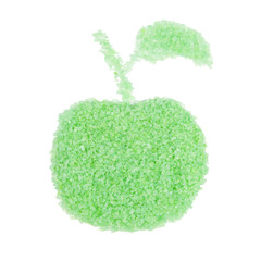 Salt for bathroom a scattered in the shape of a apple