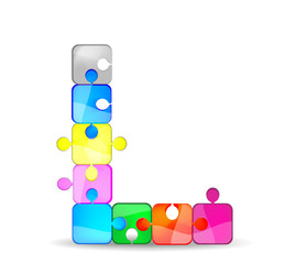 Letter L with colorful puzzle