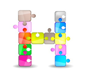 Letter H with colorful puzzle