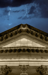 Lightning strikes over banking institution