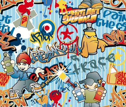 Fototapeta graffiti seamless vector pattern