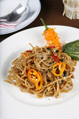 spicy spaghetti, Thai style spicy chilly and herb spaghetti