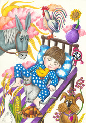 Fototapeta premium Little cute boy dreaming