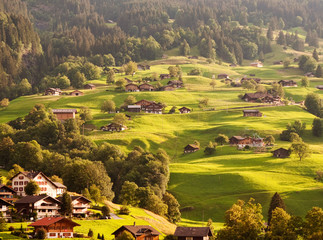 Green hills of an alpine village