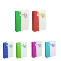 paper gift bags with cute bow isolated
