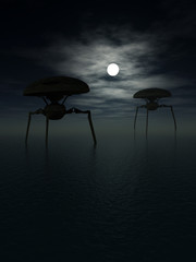 Alien Tripods In Ocean