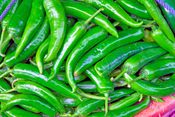 Green peppers at the Xiamen market