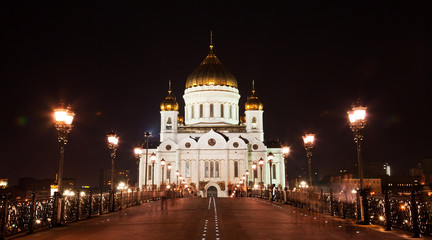 Fototapeta na wymiar Cathedral of Christ the Savior at night, Moscow, Russia