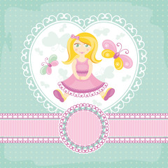 vector baby card with girl