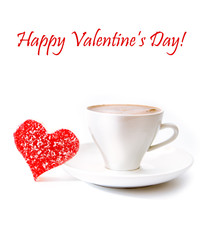 Mugs of coffee with sweet heart