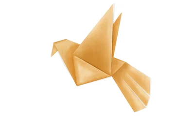 Papier Peint photo Lavable Animaux géométriques oiseau origami coloré fabriqué à partir de papier recyclé
