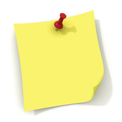 Yellow note and red push pin