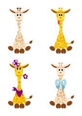 four little giraffes - illustration