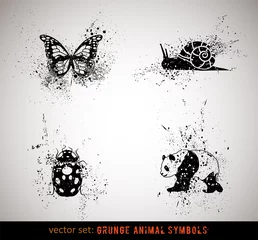 Door stickers Butterflies in Grunge Selected grungy animals symbols/icons. Vector Illustration.
