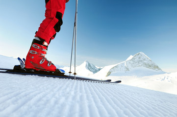 skier on an untouched ski track