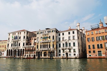 Naklejka na ściany i meble Colorful ancient houses on Grand Canal, Venice, Italy