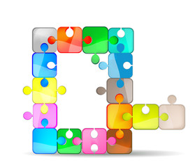 Letter Q with colorful puzzle