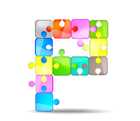 Letter P with colorful puzzle