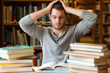 Tired student having too much to do