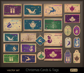 Vintage collection of chipboard Christmas cards.Two colors cards