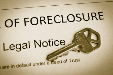 Foreclosure legal notice and house key macro