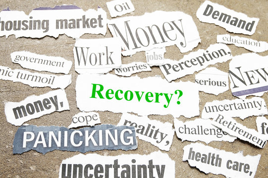 News paper headlines showing bad news and Recovery question.