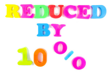 10% reduced written on fridge magnets