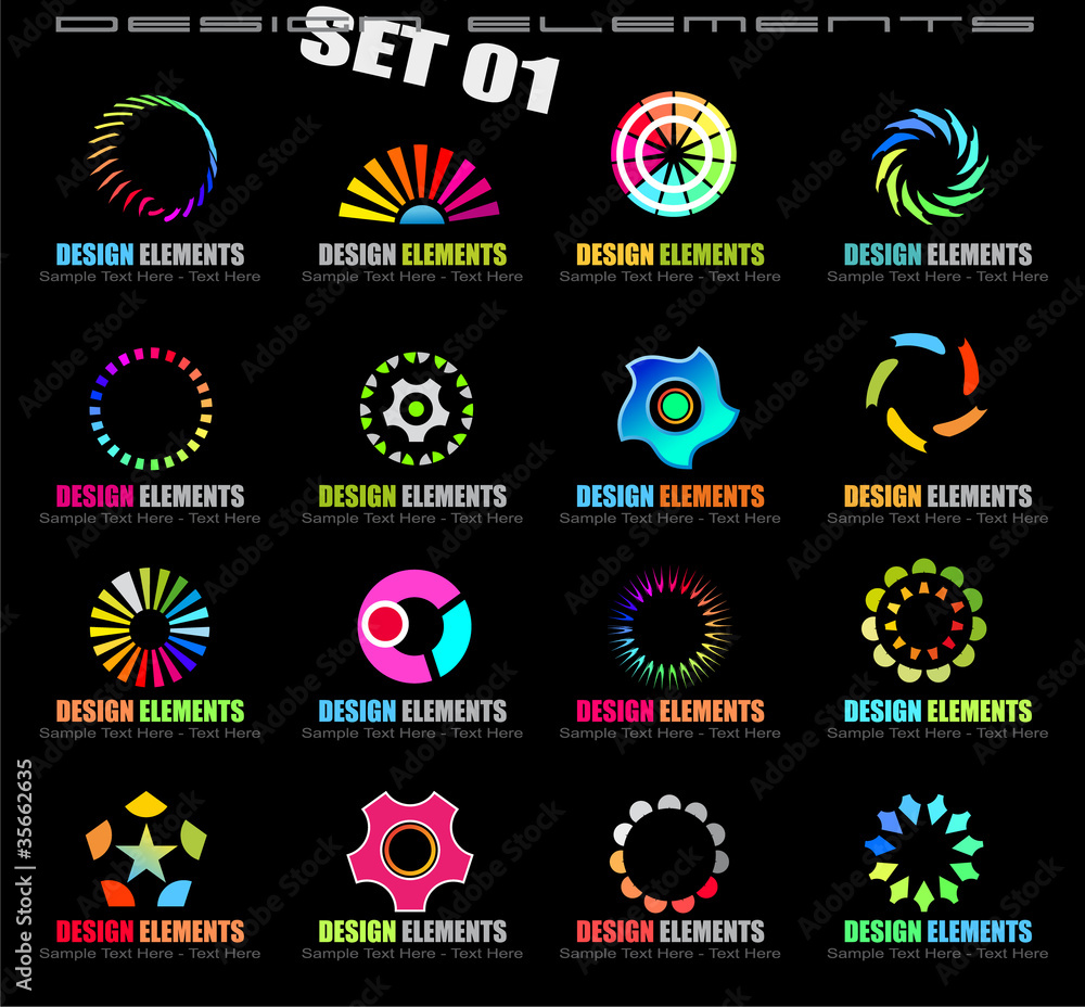 Poster abstract design elements - set 1 on black