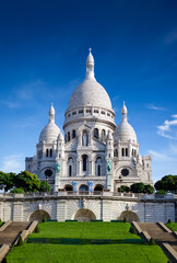 Basilique Sacré Coeur Montmartre Paris France - obrazy, fototapety, plakaty