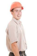 Serious businessman on white background.