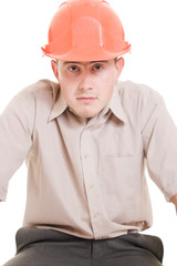 Serious businessman on white background.