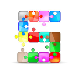 Letter S with colorful puzzle