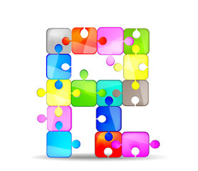Letter R with colorful puzzle